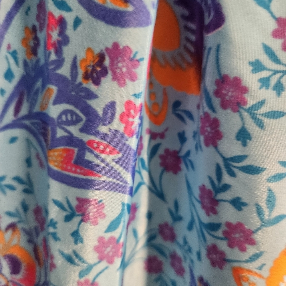 Me 2 Magic Anthropologie Bohemian Smocked Maxi Tiered Dress Blue Floral medium - Picture 3 of 6